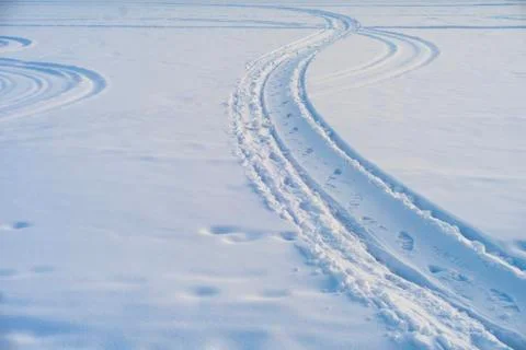 Footprints in the snow Stock Photos
