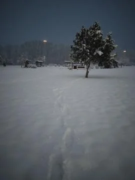 Footprints in the snow Stock Photos
