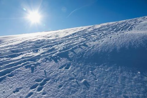 Footprints in snow Stock Photos