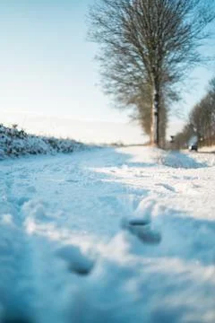 Footprints in the Snow Stock Photos