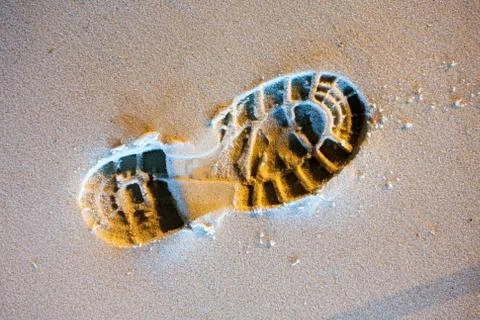 Footstep on the sand Stock Photos