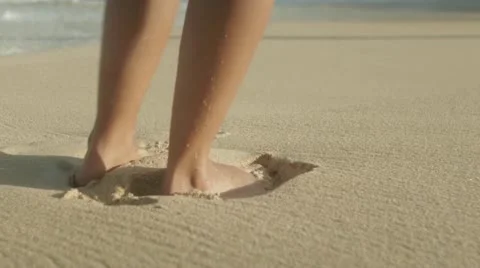 Footsteps on the beach Stock Footage 11335448