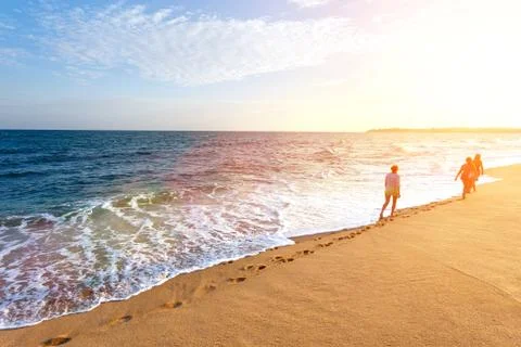 Footsteps on the beach Stock Photos