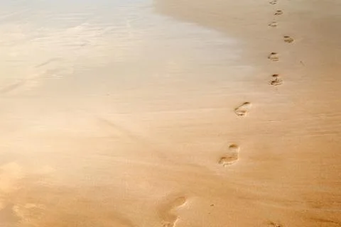 Footsteps on the beach Stock Photos