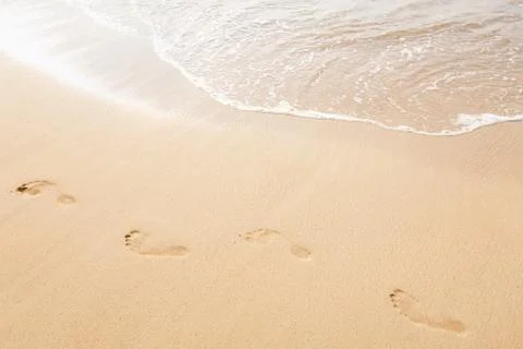 Footsteps on the beach. Stock Photos