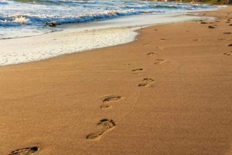 Footsteps on the beach. Foto stock