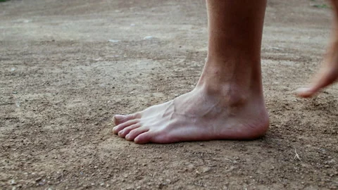 Footsteps on the ground Stock Footage 161465920