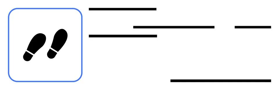 Footsteps icon with horizontal lines representing steps in a workflow or navi Illustrazione stock