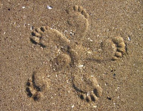Footsteps in the sand Stock Photos