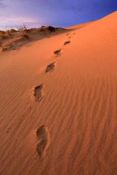 Footsteps on sand Stock Photos