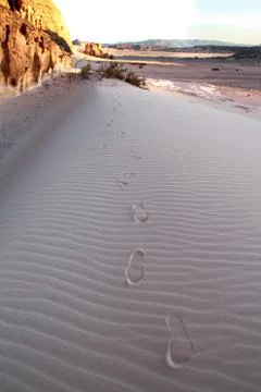 Footsteps on sand Stock Photos
