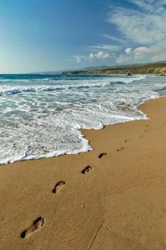 Footsteps on the sand Stock Photos