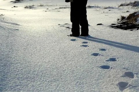 Footsteps in the snow Stock Photos