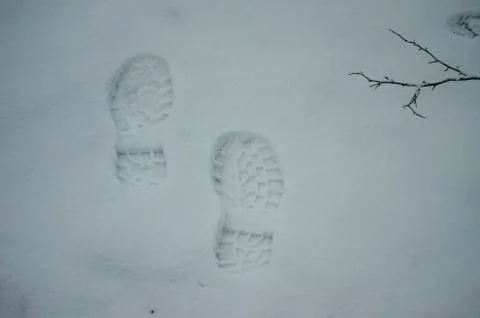 Footsteps in Snow Stock Photos