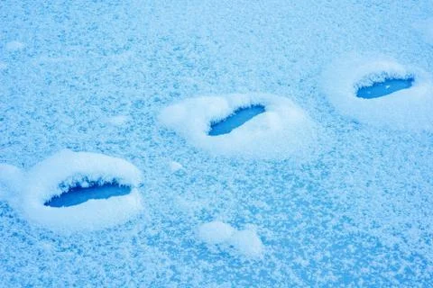 Footsteps on the snow Stock Photos