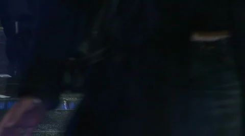 Footsteps through the rain Stock Footage 593864