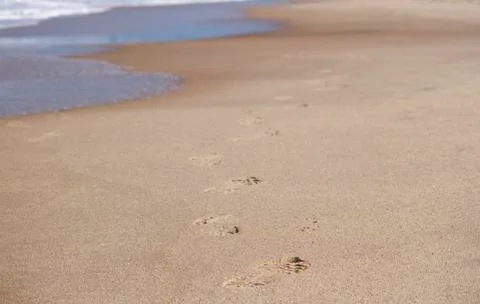 Footsteps through the sand Stock Photos