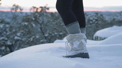 Footsteps through the Snow Stock Footage 68711117