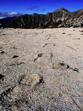 Footsteps on top of mountains Stock Photos