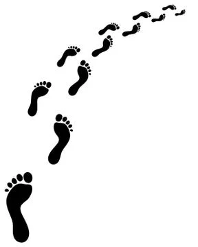 Footsteps, turn right Stock Illustration