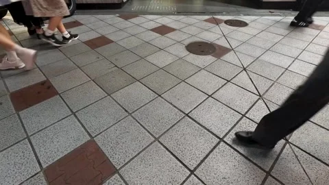 The footsteps of various people Stock Footage 252487679