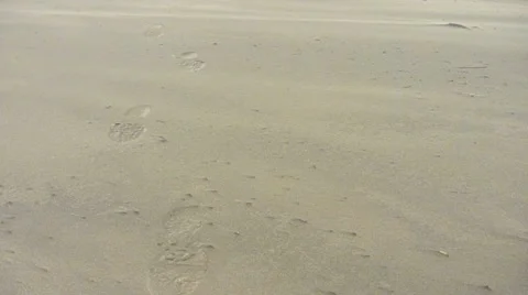 Footsteps in Windy Sand Stock Footage 10884877