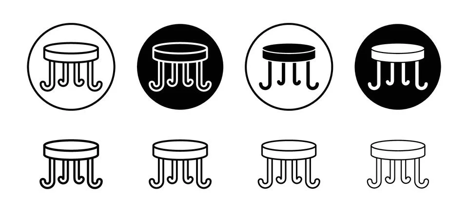 Footstool vector icon set collection. Footstool Outline flat Icon. Illustrazione stock