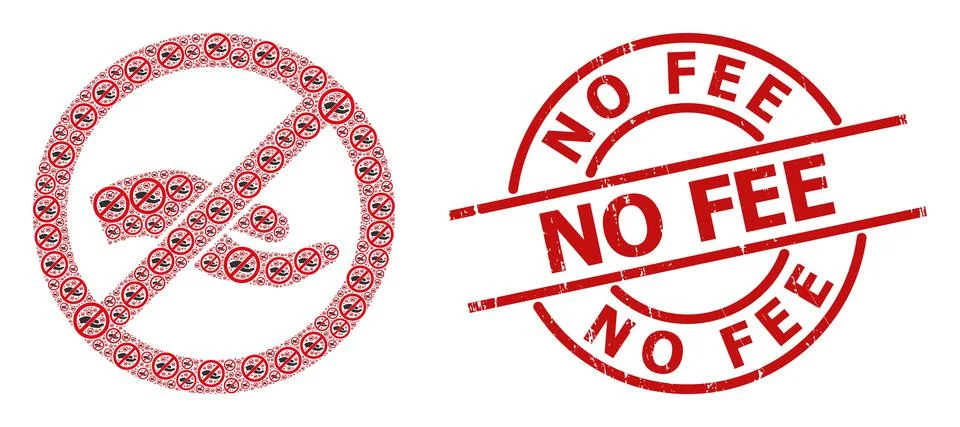 Forbid Asking Hand Icon Recursive Composition and Distress No Fee Badge Stock Illustration