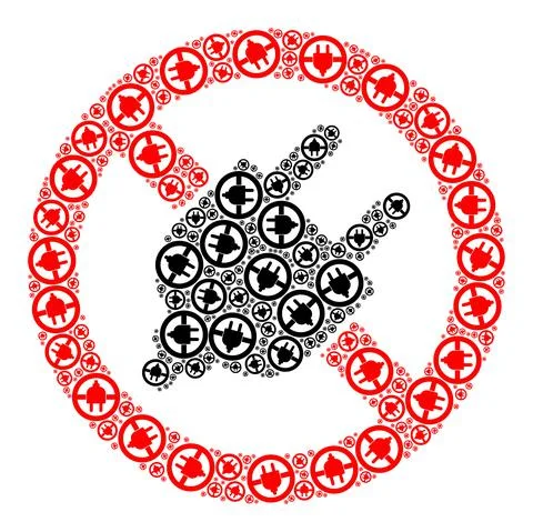 Forbid Electrical Plugin Recursion Icon Mosaic of Self Items Stock Illustration