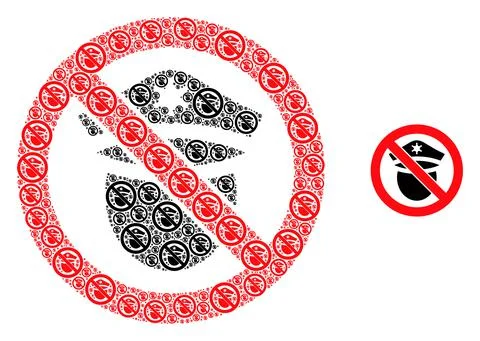 Forbid Police Cop Recursion Icon Collage Stock Illustration