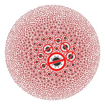 Forbid Virus Icon Round Bubble Collage Stock Illustration