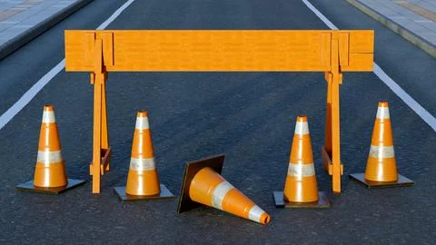 Forbidden access web site 404 error under construction traffic cones 库存插图