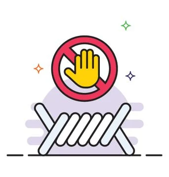 Forbidden area icon in flat design. Stock Illustration