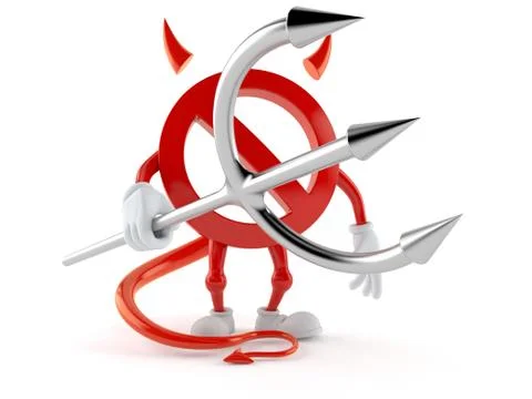 Forbidden character with devil horns and pitchfork Stock Illustration