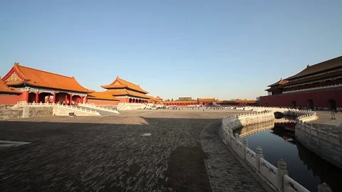 Forbidden City square with bridges Stock Footage 77618191