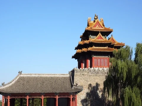 Forbidden city under blue sky 스톡 동영상 80310514