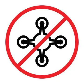 Forbidden Copter icon linear logo mark in black and white Stock Illustration