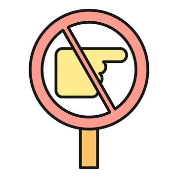Forbidden direction sign with pointing hand icon Stock Illustration