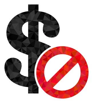 Forbidden Dollar Triangle Filled Icon Stock Illustration