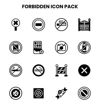 Forbidden DuoTone Vector Icons Pack Stock Illustration