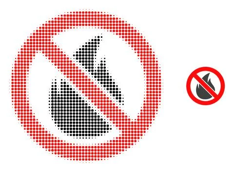Forbidden Fire Halftone Dotted Icon Stockillustratie
