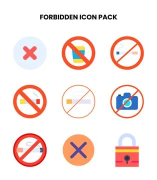Forbidden Flat Vector Icons Pack Illustrazione stock