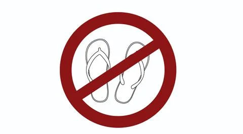 Forbidden flip flops sign. Illustrazione stock