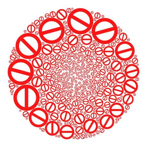 Forbidden Icon Spheric Bubble Collage Stock Illustration