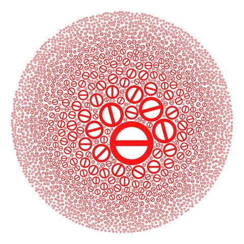 Forbidden Icon Spheric Bubble Collage Stock Illustration