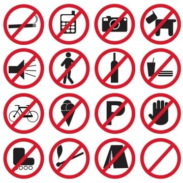 Forbidden icons set Stock Illustration