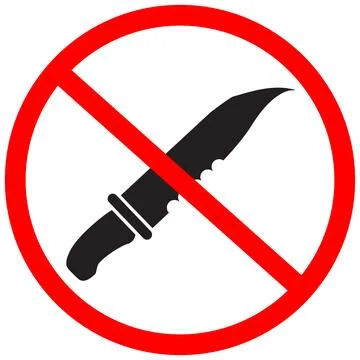 Forbidden knife Prohibited Warning. Knife prohibited icon. Knives not allow.. Stock Illustration