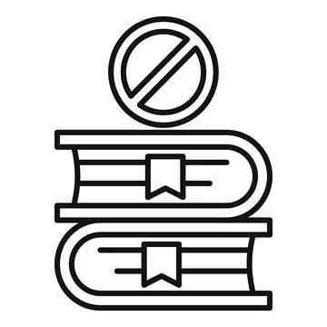 Forbidden knowledge symbol over stack of books icon Stock Illustration