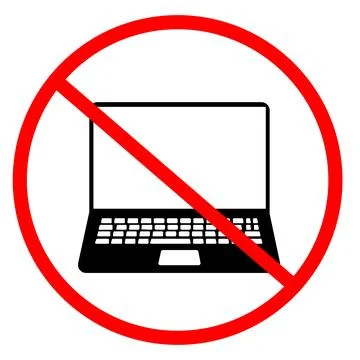 Forbidden laptop icon. Prohibited computer symbol. No notebook sign. Stock Illustration