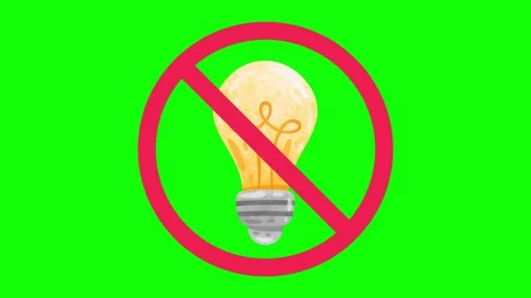 Forbidden light bulb sign, no lightbulb icon, prohibited lamp sign, no idea icon Stock Footage 317530600